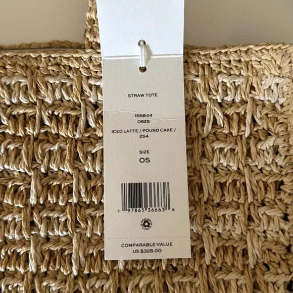 NWT , Tory Burch iced latte / pound cake straw Tote bag - Picture 12 of 12